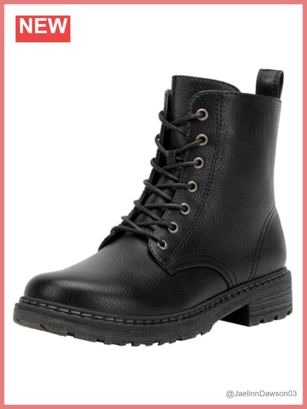 Women's Faux Leather Combat Ankle Boots Lace Up Side Zip Booties